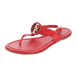 Tory Burch Red Orange Thong Logo Sandals Size 6.5